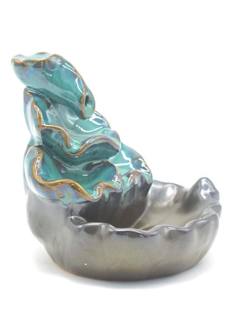 Captaintech Incense Burner, Waterfall Incense Burner, Ceramic Backflow Lotus Incense Holder, Home Decor Aromatherapy Ornament for Desk, Unique Gifts for Women Men - Image 1