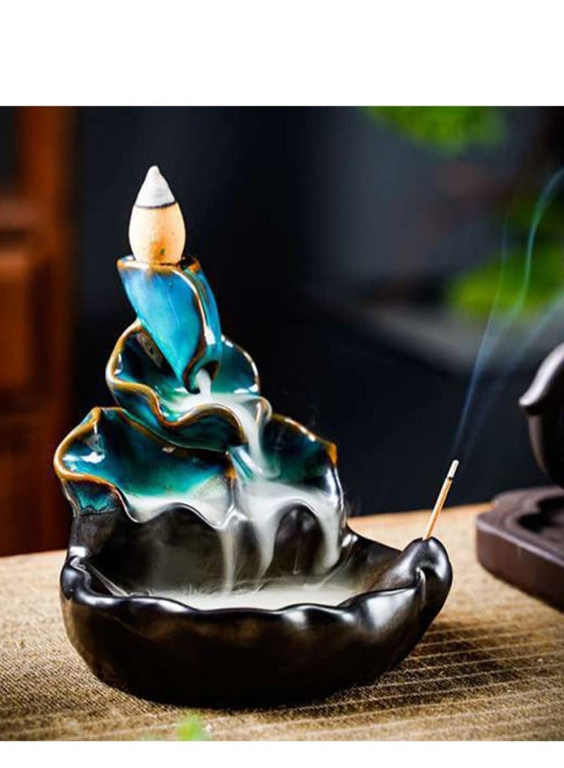 Captaintech Incense Burner, Waterfall Incense Burner, Ceramic Backflow Lotus Incense Holder, Home Decor Aromatherapy Ornament for Desk, Unique Gifts for Women Men - Image 3