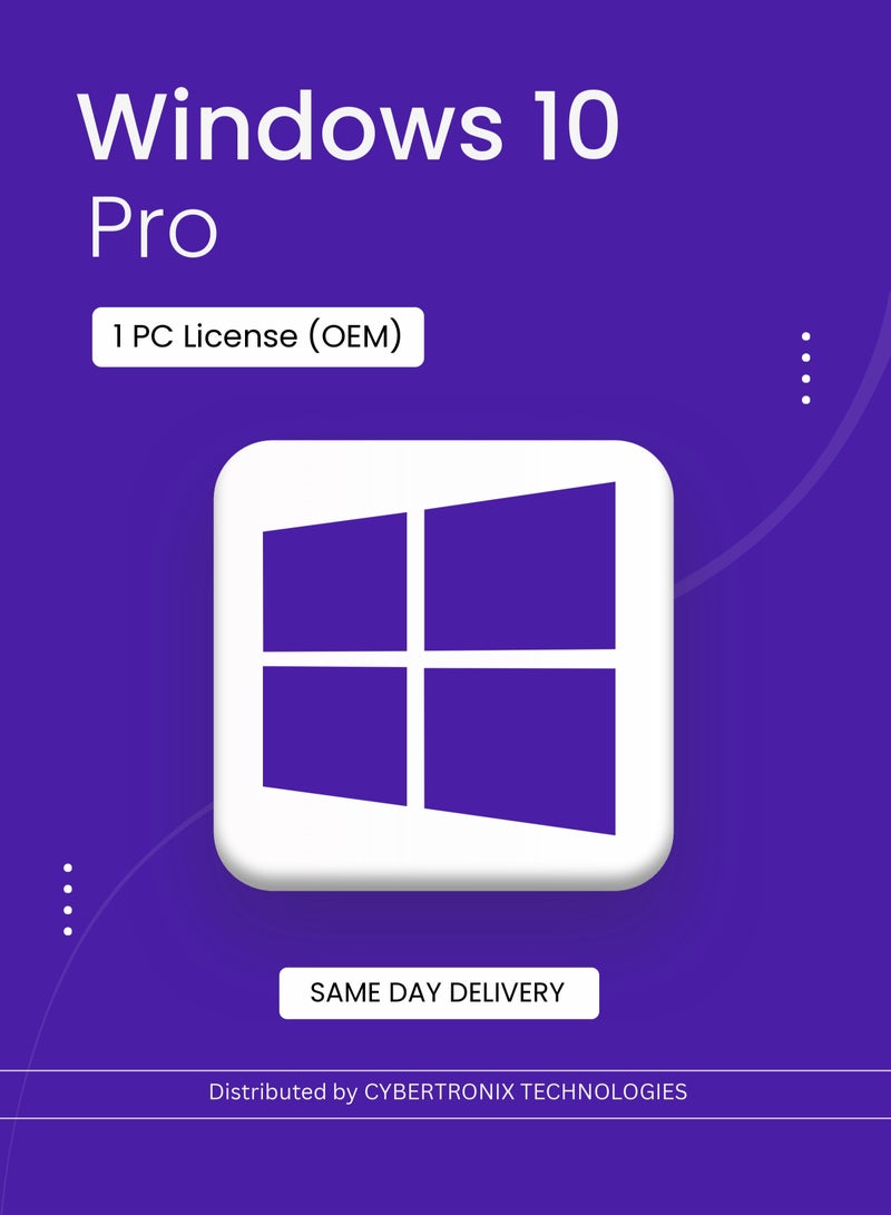 Windows Microsoft Windows 10 Pro | 1 PC License  (OEM) | Digital License | SAME DAY DELIVERY