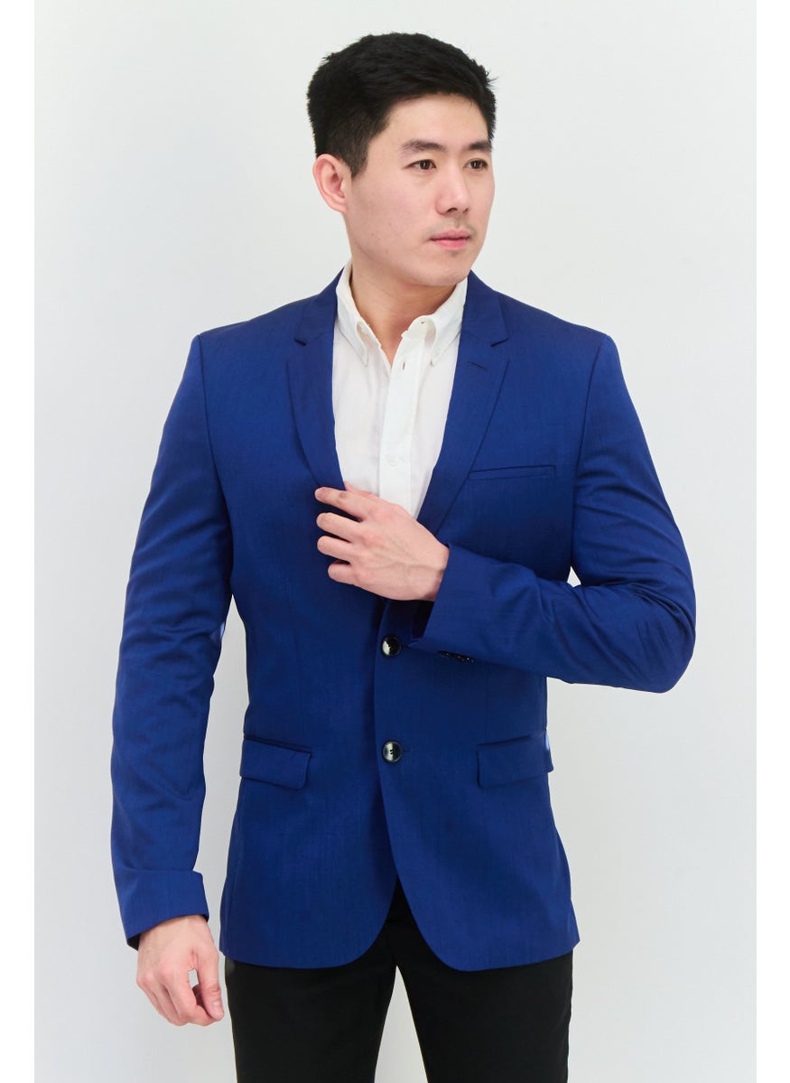 HUGO BOSS Men Regular Fit Plain Formal Blazer, Blue  - Image 1