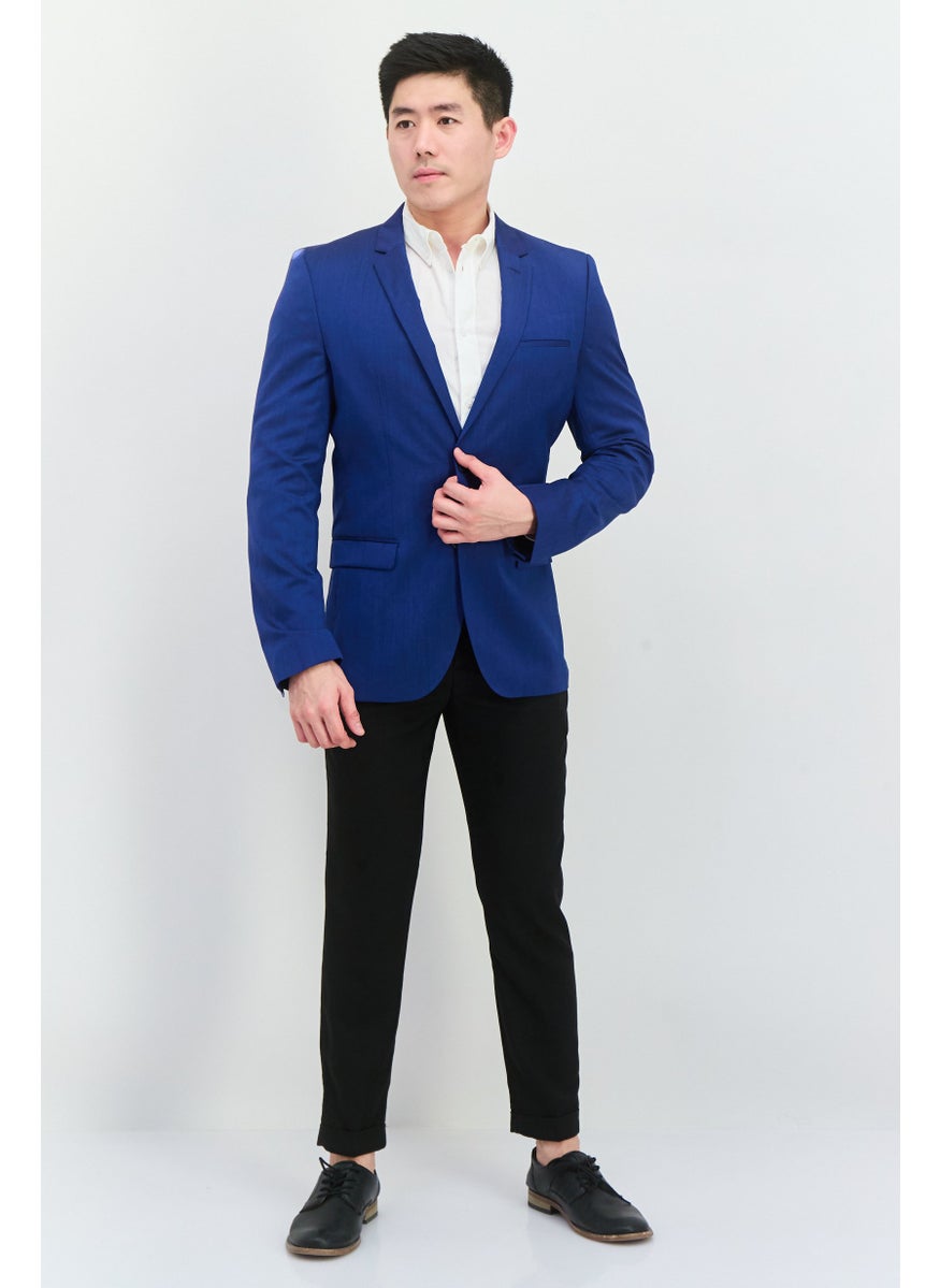 HUGO BOSS Men Regular Fit Plain Formal Blazer, Blue  - Image 4
