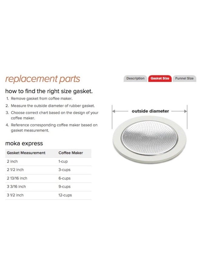 Bialetti Replacement Gaskets and Filter For 9 Cup Stovetop Espresso Coffee Makers - Image 2