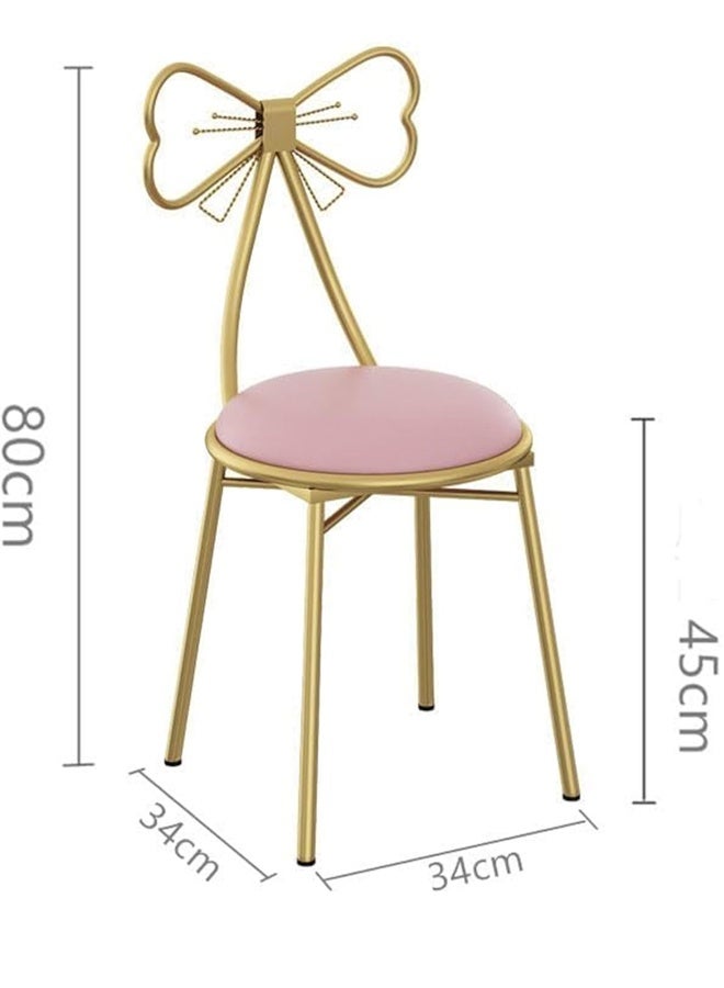Generic EEEZA Decorative Vanity Chair, Gold Metal Frame with Pink Cushion, Butterfly Backrest Design, 80 x 34 x 34 cm  - Image 2