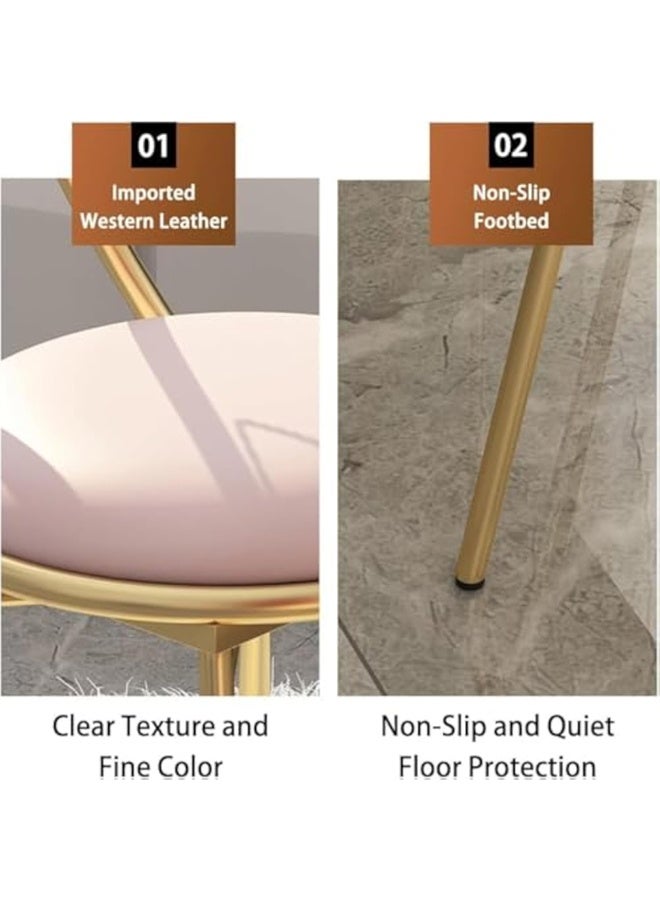 Generic EEEZA Decorative Vanity Chair, Gold Metal Frame with Pink Cushion, Butterfly Backrest Design, 80 x 34 x 34 cm  - Image 4
