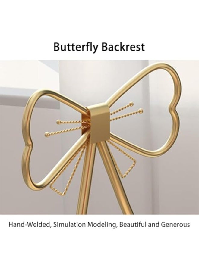 Generic EEEZA Decorative Vanity Chair, Gold Metal Frame with Pink Cushion, Butterfly Backrest Design, 80 x 34 x 34 cm  - Image 3