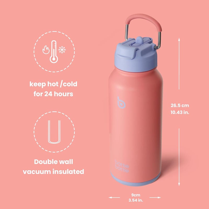 BOTTLE BOTTLE 32oz Insulated Stainless Steel Sport Water Bottle with Straw and Pill Box (Lavender Dream) - Image 5