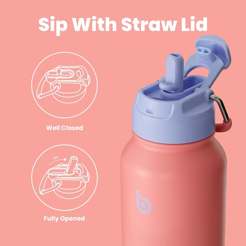 BOTTLE BOTTLE 32oz Insulated Stainless Steel Sport Water Bottle with Straw and Pill Box (Lavender Dream) - Image 3