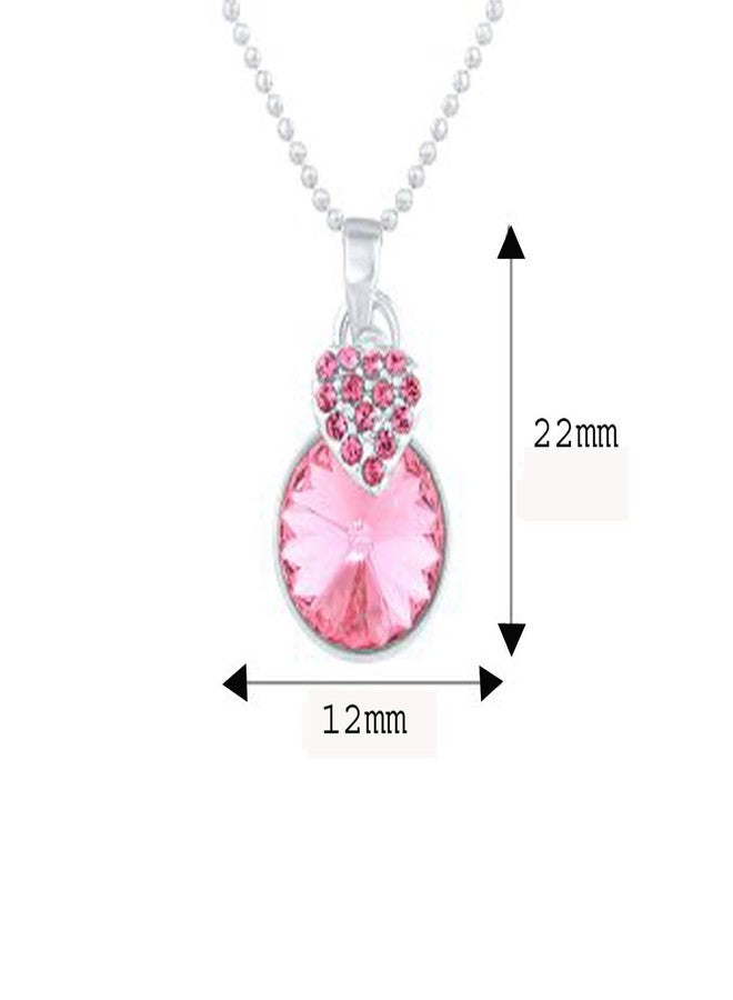 Mahi Pink Heart Strawberry Rhodium Plated Pendant with Chain for Women PS1194089RPin - Image 3