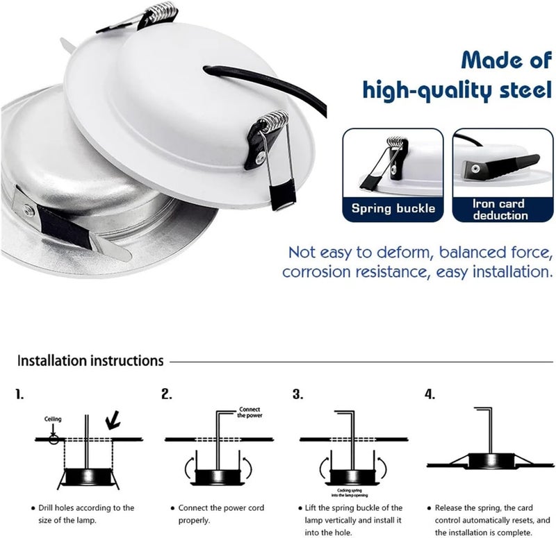 4Pcs LED Downlight 5W 9W 12W 15W 18W AC110V 220V DC12V 24V Recessed Ceiling Lamp Round Led Panel Down Lights Spotlight Lighting(White Card Deduction,AC220V 5W) - Image 4