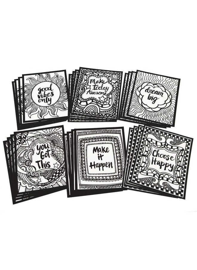 S&S Worldwide - Think Positive Velvet Art Posters, 4 Each Of 6 Designs, Inspirational Quotes - Dream Big, Good Vibes Only & More, Color With Markers Or Colored Pencils, 8" X 10" Cardstock, Pack Of 24. - Image 1