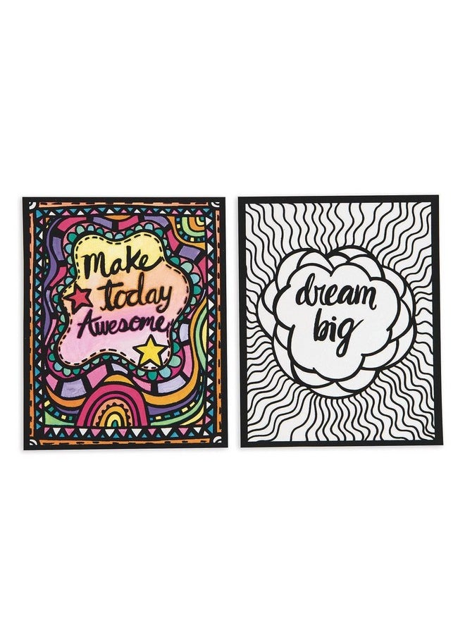S&S Worldwide - Think Positive Velvet Art Posters, 4 Each Of 6 Designs, Inspirational Quotes - Dream Big, Good Vibes Only & More, Color With Markers Or Colored Pencils, 8" X 10" Cardstock, Pack Of 24. - Image 1