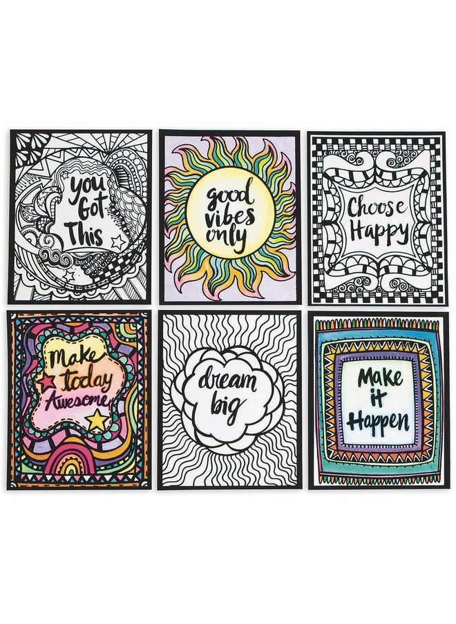 S&S Worldwide - Think Positive Velvet Art Posters, 4 Each Of 6 Designs, Inspirational Quotes - Dream Big, Good Vibes Only & More, Color With Markers Or Colored Pencils, 8" X 10" Cardstock, Pack Of 24. - Image 1