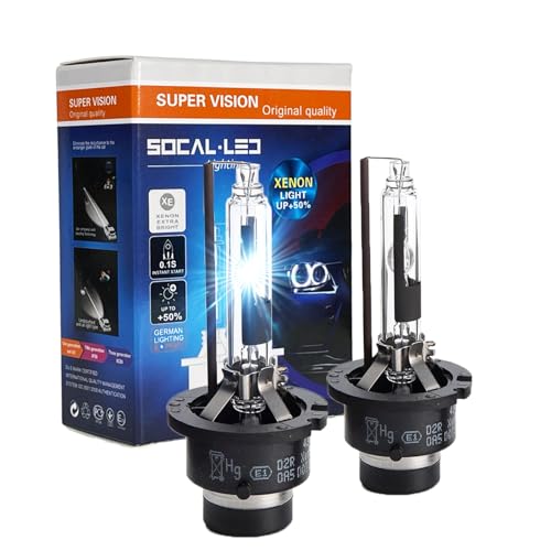 SOCALLED LIGHTING D2R 35W Xenon HID Headlight Bulbs 8000K Ice Blue 85126UB 66250 85126WX OEM High Low Beam Direct Replacement Pack of 2