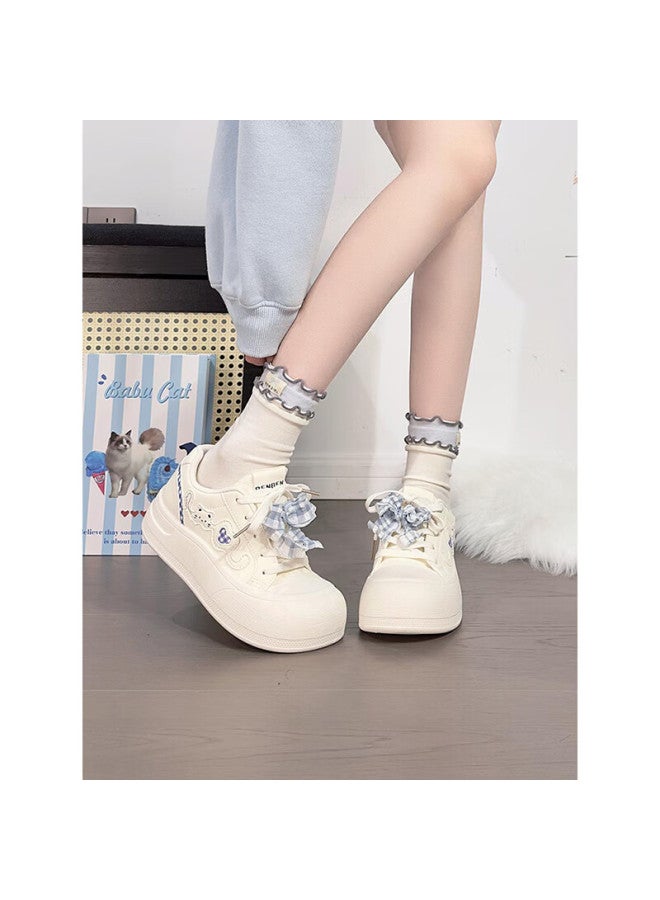 Humanity Renben Soft Sole Lightweight White Sneakers For Women Trending Original Versatile Chunky Head Bread Shoes Thick Sole Sports Sneakers For Women - Image 3