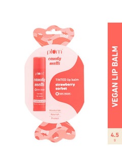 Plum Candy Melts Strawberry Sorbet Tinted Lip Balm | Moisturizes & Nourishes | Hydrates Dry & Chapped Lips | 100% Vegan | 4.5G  - Image 1