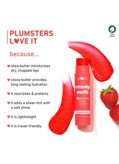 Plum Candy Melts Strawberry Sorbet Tinted Lip Balm | Moisturizes & Nourishes | Hydrates Dry & Chapped Lips | 100% Vegan | 4.5G  - Image 3