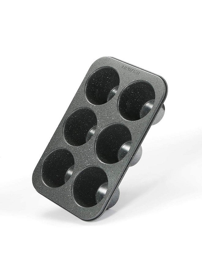 Monfish Jumbo Deep Muffin pan 6 cup large cupcake pan gray granite finish Carbon steel muffin tin 3.5x3inch cup (deep 6 cup) - Image 3