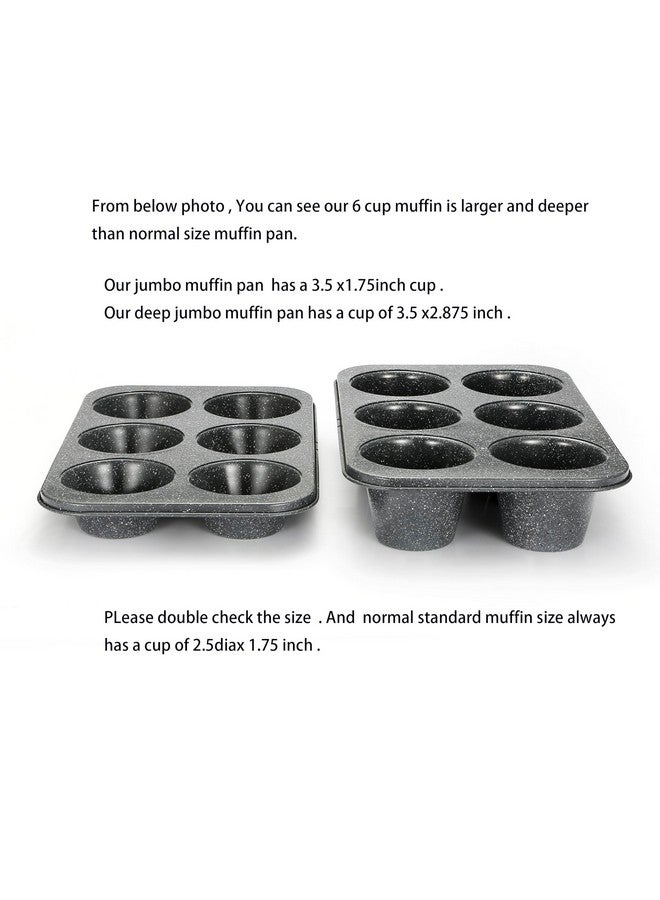Monfish Jumbo Deep Muffin pan 6 cup large cupcake pan gray granite finish Carbon steel muffin tin 3.5x3inch cup (deep 6 cup) - Image 2