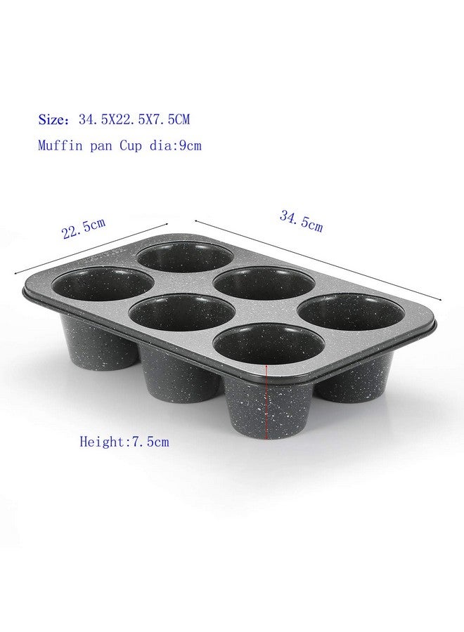 Monfish Jumbo Deep Muffin pan 6 cup large cupcake pan gray granite finish Carbon steel muffin tin 3.5x3inch cup (deep 6 cup) - Image 5