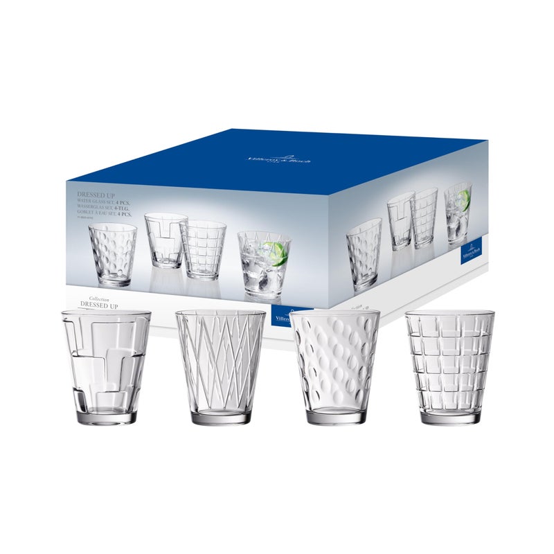 Villeroy & Boch Villeroy  Boch Dressed up Assorted Design Tumblers Set of 4 41 H Clear