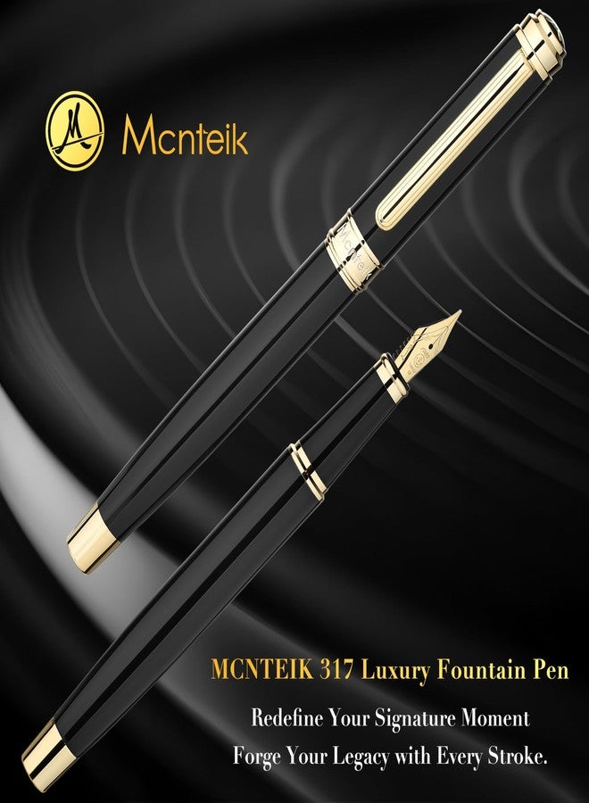 MCNTEIK 317 Fountain Pen,Stunning Luxury Piano Lacquer,18K Gilded Nib(Medium),Gorgeous 24K Gold Finish, Ink Converter,Trustworthy Gift for Men&Women-Elegant,Executive,Nice Pens for Writing, BK-M - Image 4
