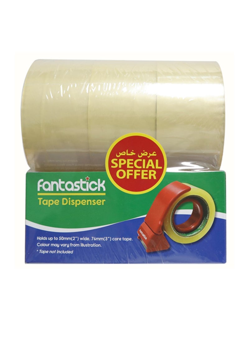 Fantastick 3-Piece Clear Packing Tape 2 Inch Width With Packing Tape Dispenser - Image 1