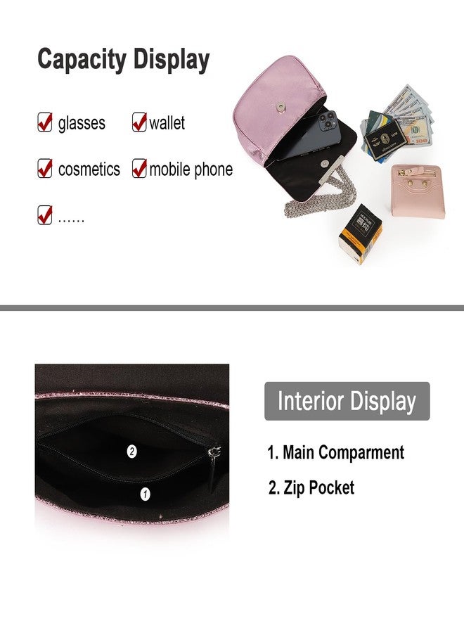 Gladdon Shoulder Bags for Women Bling Purse Sparkle Evening Shoulder Purses with Chain Strap Purple - Image 3