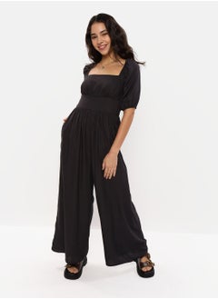 Puff Sleeve Wide Leg Jumpsuit