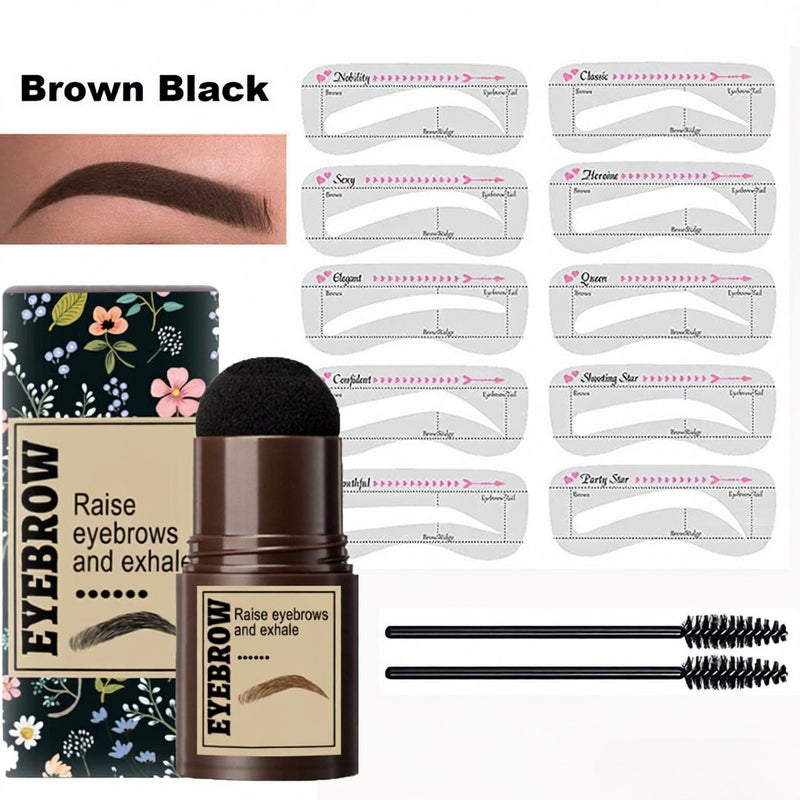 Eyebrow Stamp Stencil Kit One Step Brow Stamp Shaping Kit stamp on eyebrows waterproof Eyebrow Definer Long Lasting Eyebrow Stamp With 10 Reusable Eyebrow Stencils - Image 1