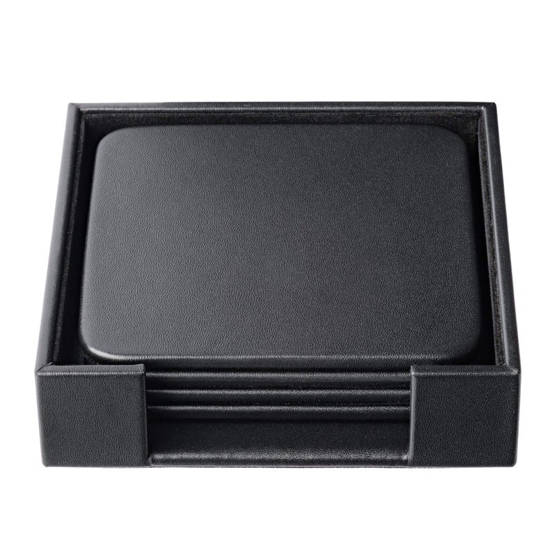 Dacasso Black Leather 4-Square Coaster Set - Image 1