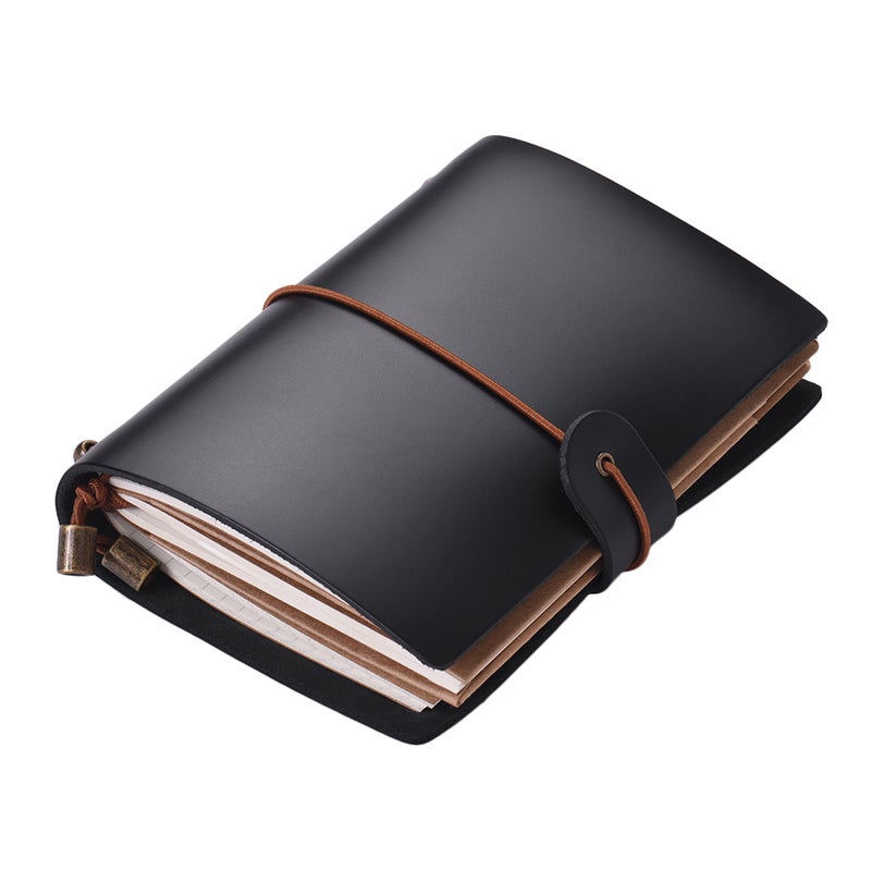 Leather Soft Cover Refillable Journal Notebook with Elastic Strap Diary Travel Business Notepad Lined Blank Grid Paper for Men & Women Sketching Writing - Image 3