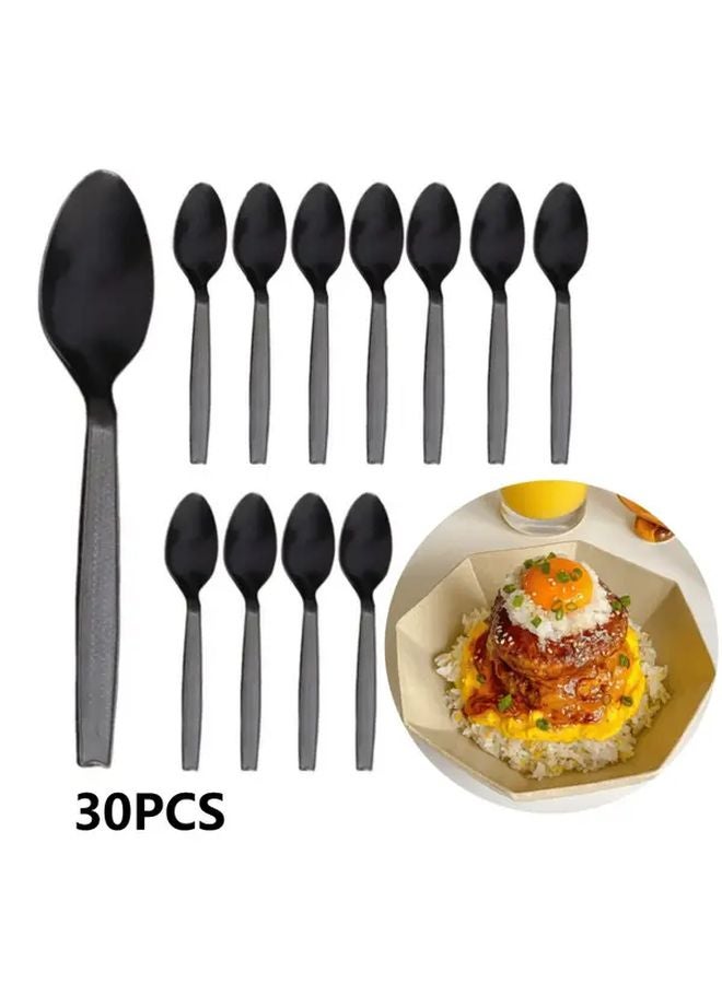 Black Salad Spoons 30PCS Thickened High Quality Dinner Dessert Pasta Fast Food Serving Utensils For Wedding Party Daily Tableware - Image 1