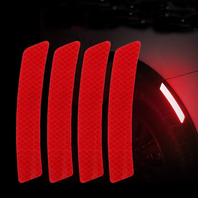 Allure Auto® 4pcs 3D Super Reflective Stickers Carbon Fiber Strips Car Side Door Edge Bumper Anti-Scratch Protection Guards Trim Stickers (Wheel Eyebrow Stickers Red) for Toyota Innova Crysta - Image 5
