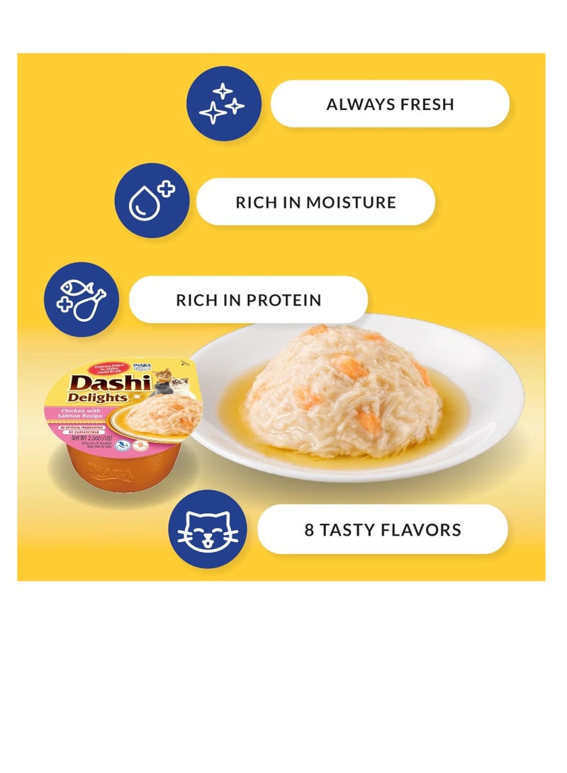 Inaba Dashi Delights for Cats, Shredded Chicken with Bonito Flake Broth, 2.5 oz Cup, 6 Cups Total, Chicken with Tuna and Scallop Recipe - Image 2
