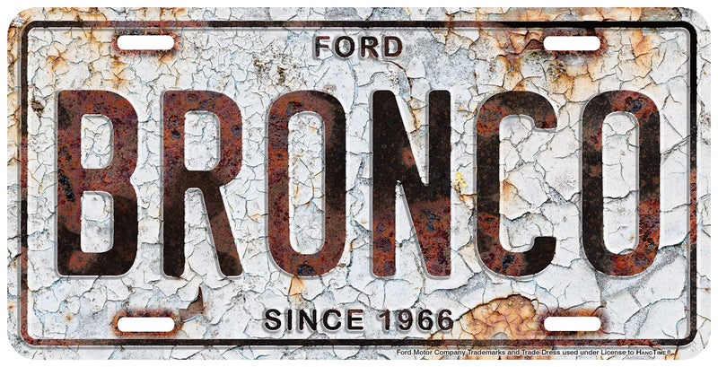 لوحة ترخيص معدنية هانغ تايم فورد برونكو 6 × 12 مع خلفية صدئة