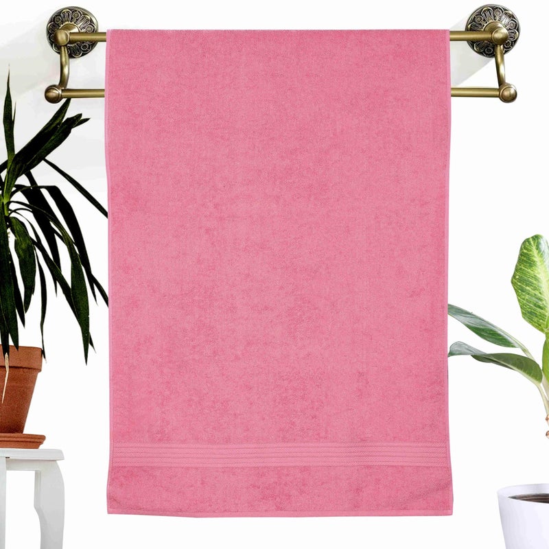 Dreamscape 100% Cotton 550 GSM Bath Towel Set of 2, Size 70 x 145 cm, Burgundy & Rose - Image 3