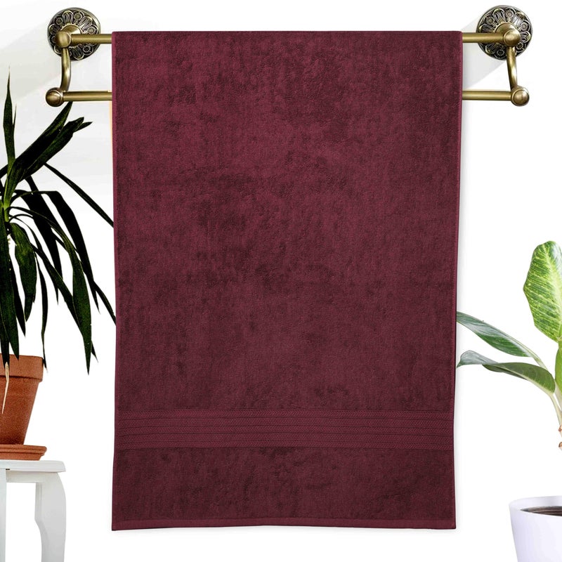 Dreamscape 100% Cotton 550 GSM Bath Towel Set of 2, Size 70 x 145 cm, Burgundy & Rose - Image 2
