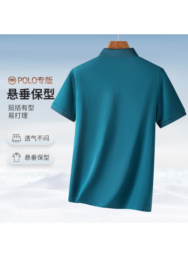 Fomoce summer Men's Business Casual Solid Color Polo Shirt - Image 3