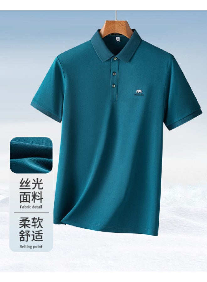 Fomoce summer Men's Business Casual Solid Color Polo Shirt - Image 1