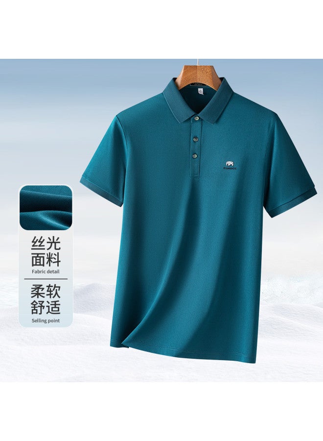 Fomoce summer Men's Business Casual Solid Color Polo Shirt - Image 2