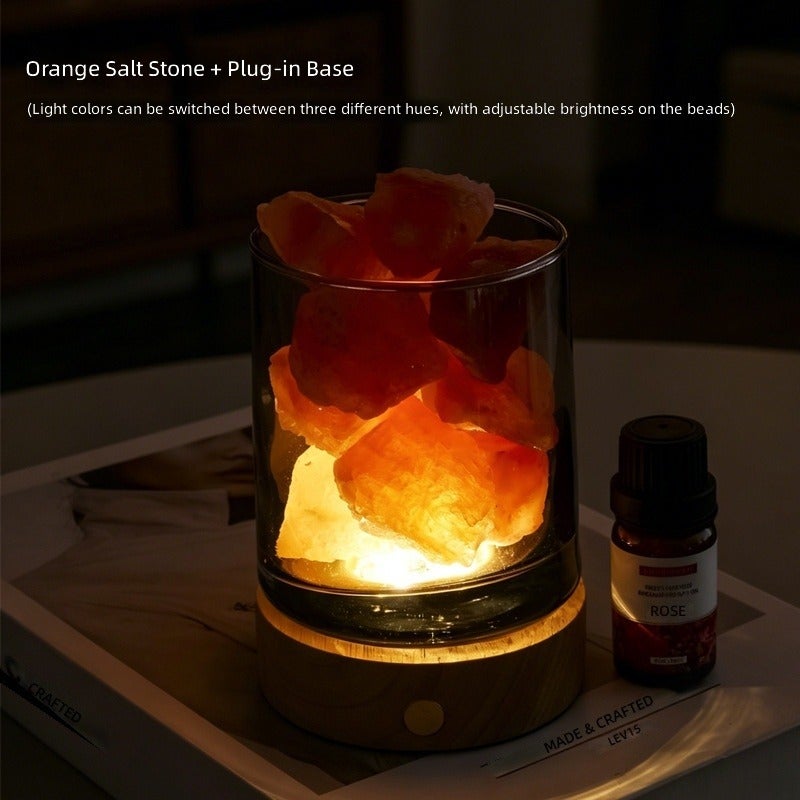Natural Crystal Aroma Diffuser Night Light - Raw Stone Scented Lamp for Bedroom, Home Decor, Essential Oil Diffuser