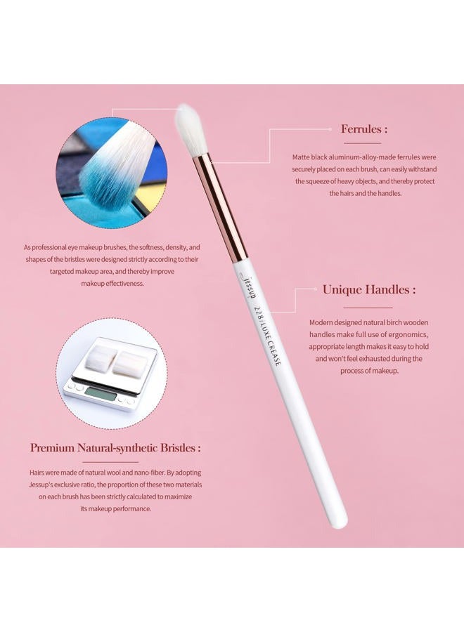 Jessup Eye Makeup Brush Set Professional 15pcs White/Rose Gold Premium Natural-synthetic Eye Shadow Blending Concealer Eye & Brow Liner Brushes, T217 - Image 3