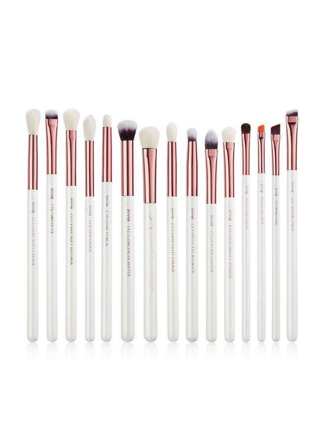 Jessup Eye Makeup Brush Set Professional 15pcs White/Rose Gold Premium Natural-synthetic Eye Shadow Blending Concealer Eye & Brow Liner Brushes, T217 - Image 1
