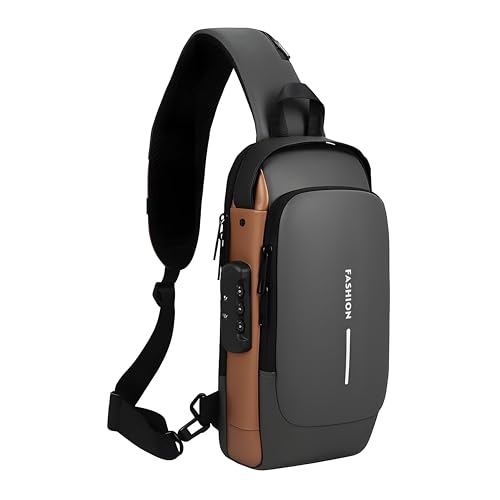 TS WITH TECHSUN Waterproof Polyester Slim Unisex Crossbody Sling Bag Chest Backpack Men's Shoulder Bag, Leisure Travel Handbag, Hard Shell Anti-Theft Chest Bag - Image 1