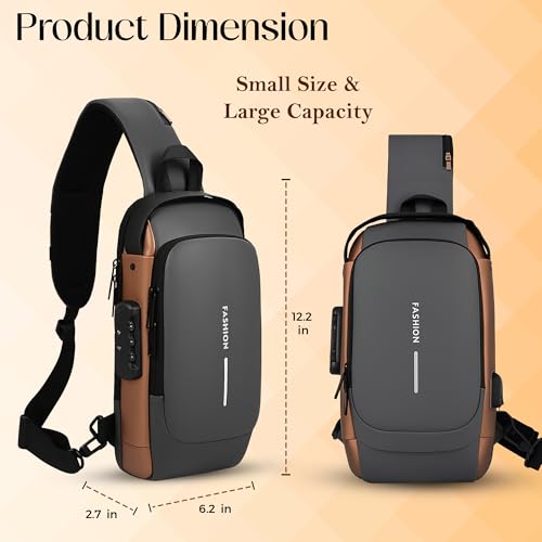 TS WITH TECHSUN Waterproof Polyester Slim Unisex Crossbody Sling Bag Chest Backpack Men's Shoulder Bag, Leisure Travel Handbag, Hard Shell Anti-Theft Chest Bag - Image 2