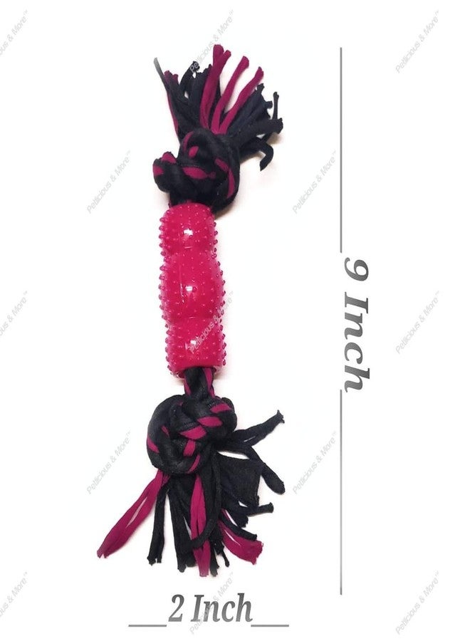 PETLICIOUS & MORE لعبة حبل للجراء من بيتليشوس آند مور، لعبة حبل للكلاب الصغيرة، لعبة حبل على شكل طبلة، كرة للجراء، كرة قوس قزح، كرة للكلاب (قد يختلف اللون) - عبوة من قطعتين - Image 2