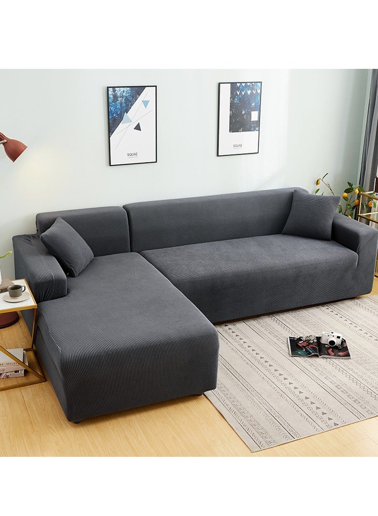 DUNISO Couch Slipcover L Shape Sofa Cover, Composed of a two-seat sofa cover and a three-seat sofa cover,High weight fully wrapped elastic sofa cover with Corn silk fabric,Sofa protective cover, anti slip cover, furniture protector,for L-shaped sofa which five people to sit on - Image 4
