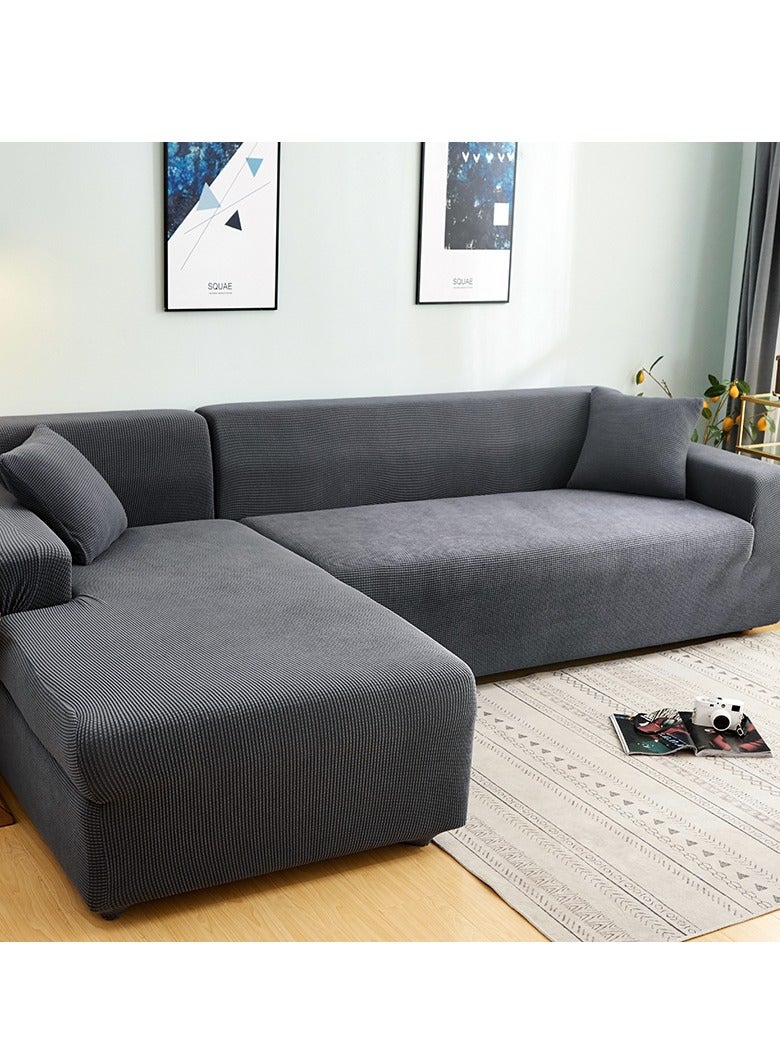 DUNISO Couch Slipcover L Shape Sofa Cover, Composed of a two-seat sofa cover and a three-seat sofa cover,High weight fully wrapped elastic sofa cover with Corn silk fabric,Sofa protective cover, anti slip cover, furniture protector,for L-shaped sofa which five people to sit on - Image 5