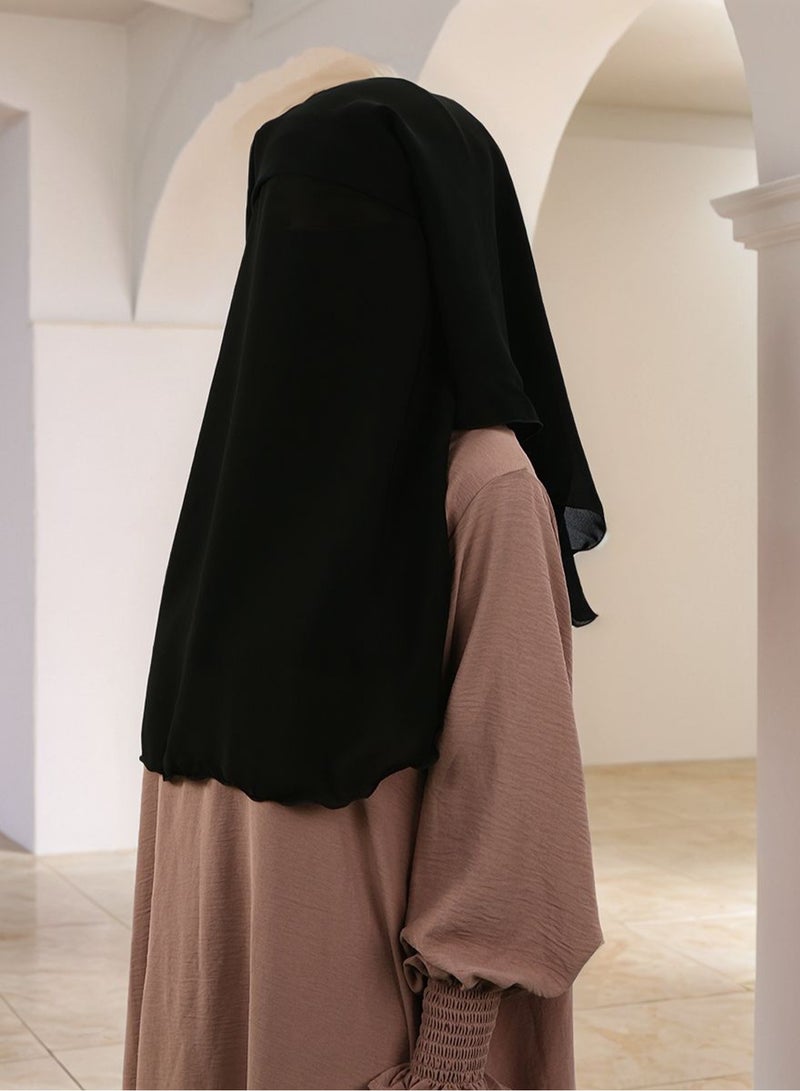 Three Layer Niqab, Soft Chiffon Muslim Veil Face Cover, Full Hijab Prayer Face Mask for Women Men - Image 4