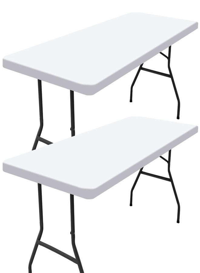 Smiry 2 Pack Rectangle Picnic Table Cloth, Waterproof Elastic Fitted Tablecloths, Washable Polyester Rectangular Patio Table Cover for Camping, Indoor and Outdoor (White, 30"x72") - Image 1
